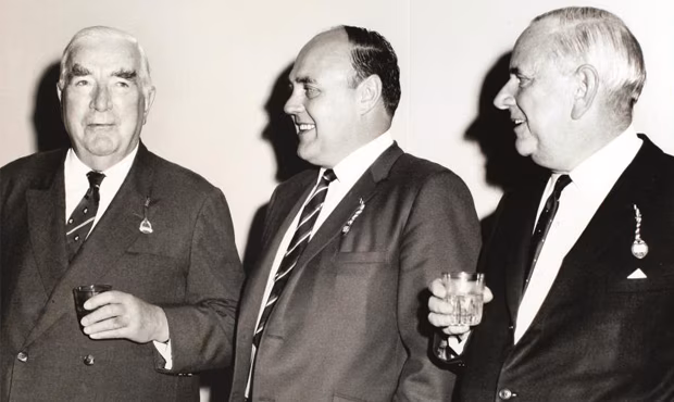 Sir Robert Menzies, George Harris and Howard Houston at the opening of the Carlton Social Club.