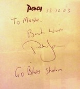 Moshe Goldberg's signed Percy Jones book.