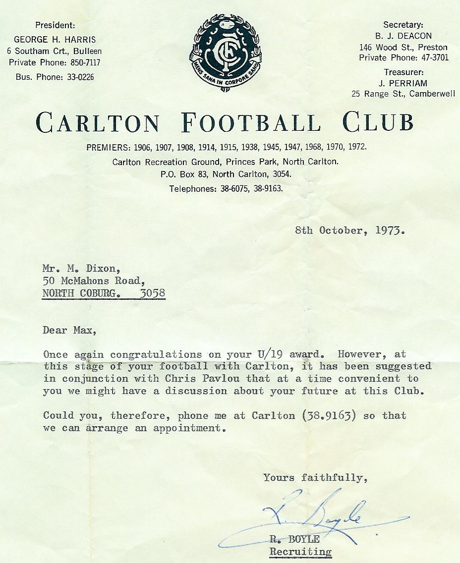CFC U19 Award and Discussion 1973 Max Dixon
