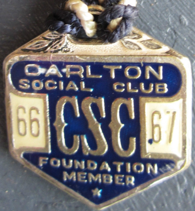 Carlton Social Club Medallion 1966