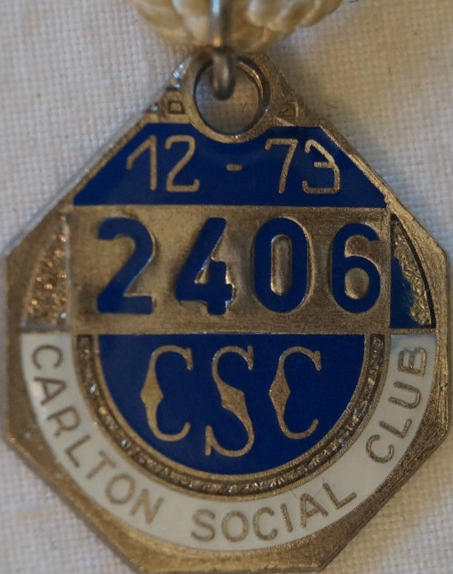 Carlton Social Club Medallion 1972