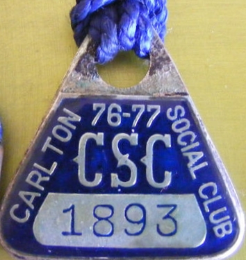 Carlton Social Club Medallion 1976