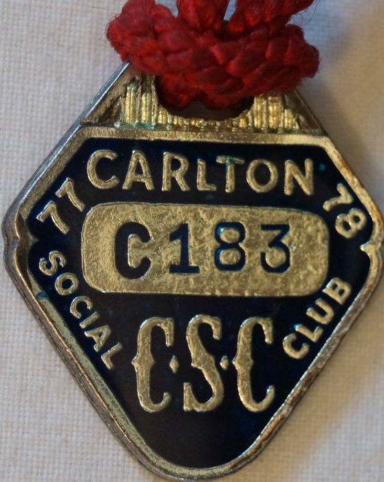 Carlton Social Club Medallion 1977