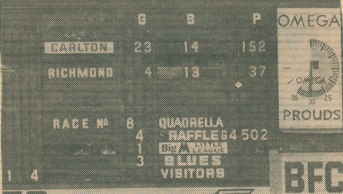 Round 14, 1984 Scoreboard, Carlton vs Richmond