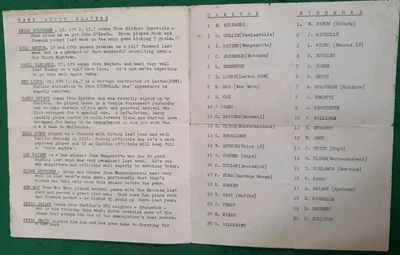 Practice Match Program March 27 1960 - Inside