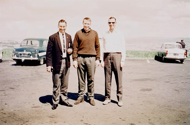 Bert Deacon posing with John Nicholls and Graeme Emanuel 1965